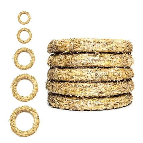 DekoPrinz Strohkränze, 5 Stück | ø 25 cm Durchmesser, 4 cm Stärke Strohrömer, Türkranz, Deko-Kranz, Kranz-Rohling, Strohring