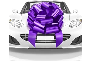 Mata1 Big Car Bow (Purple, 23 inch) Giant Gift Bows, Big Bow for Car, Big Purple Bow, Large Car Bow, Big Gift Bow, Car Pull Bow, Huge Car Bows, Car Ribbon Bows with 26 Loops and 4 Stickers