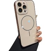 Caseative for iPhone 14 Pro Case, Gold | Crystal Clear Full Camera Lens Protection Shockproof Magnetic Compatible with MagSafe Wireless Charging