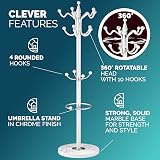 CASARIA Elegant Curved Coat Rack with Marble Base, 14 Rotatable Hangers, White view 4