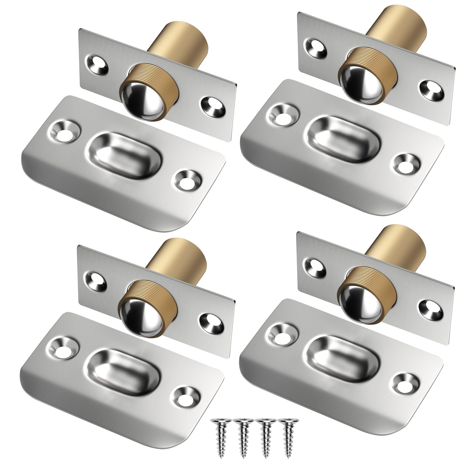 Ball Door Catches for Internal Doors Jiayi 4 Pack Roller Ball Catches Adjustable Top Door Ball Latches Spring Roller Bearing Catch Hardware for Cupboard Closet