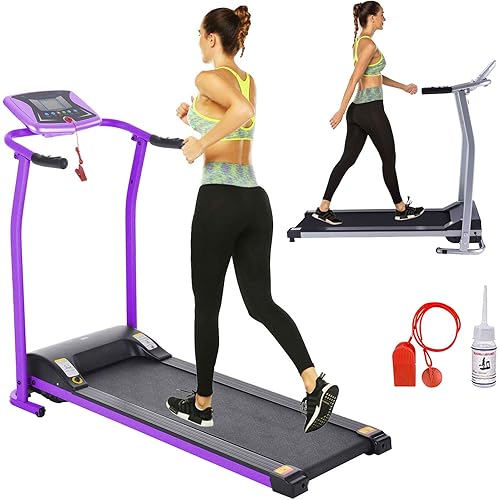 Electric Folding Treadmill for Home with LCD Monitor,Pulse Grip and Safe Key Fitness Motorized Running Jogging Walking Exercise Machine Space Saving for Home Gym Office Easy Assembly