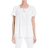 Max Studio Women's Flutter Sleeve Tie Front Top