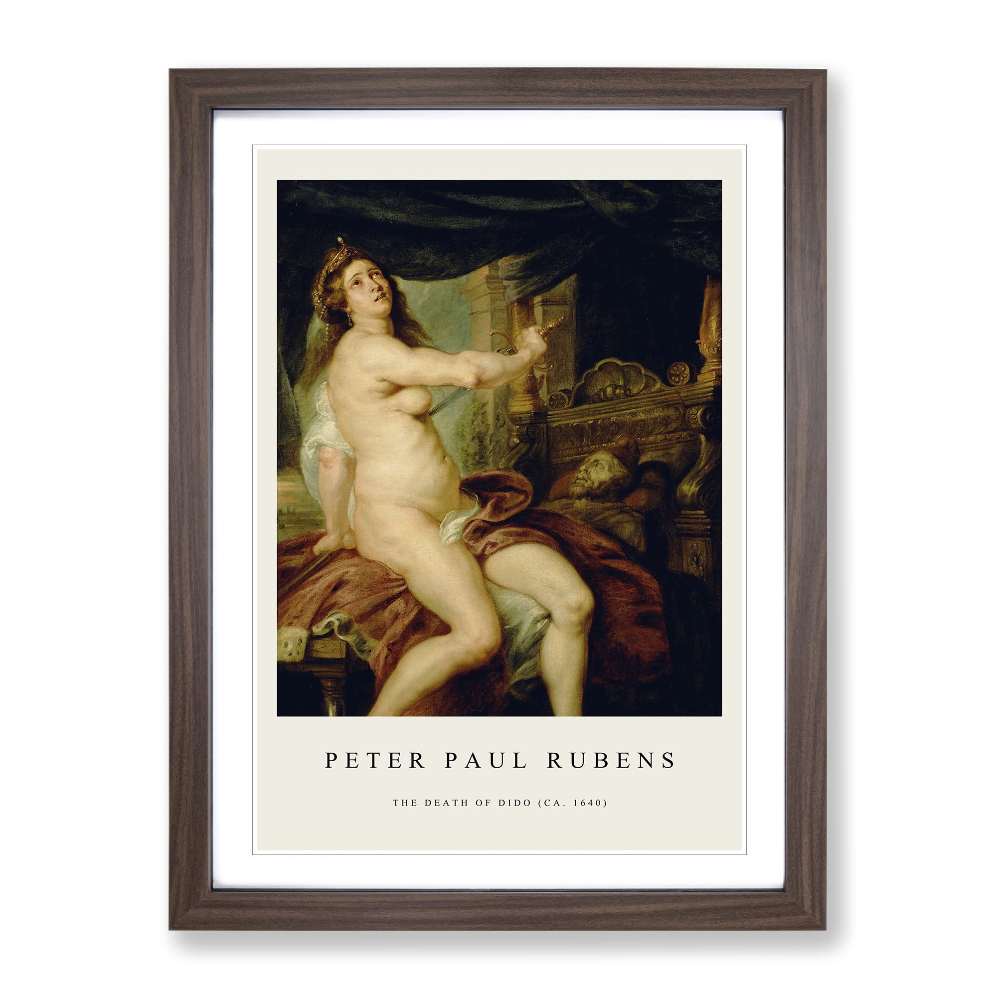 Sacrificing Dido By Peter Paul Rubens Exhibition Museum Painting Framed Wall Art Print, Ready to Hang Picture for Living Room Bedroom Home Office Décor, Walnut A4 (34 x 25 cm)