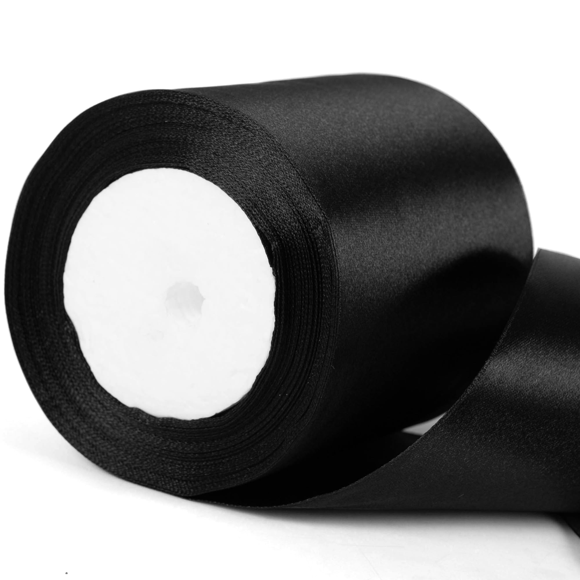 22m x 10cm Wide Black Satin Ribbon, Black Thick Wedding Car Ribbon for Gift Wrapping, Bouquet, Cake, Craft Decorations, Premium 4 Inch Florist Ribbons for Christmas Birthday Present