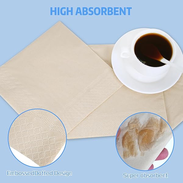 200 PCS STRONG 2 PLY DISPOSABLE NAPKINS WITH 25 PCS FLOSS PICKS – BIODEGRADABLE NAPKINS 6.5 X 6.5 INCHES FOLDED – THIN & EASY TO USE MINT FLAVORED DENTAL FLOSSERS