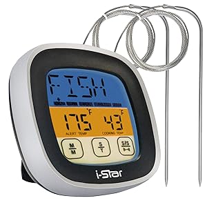 Digital Meat Thermometer - Instant Read Kitchen Food Thermometer for Grill, BBQ, Oven - LCD with Backlight, Food Safe Stainless Steel Probes