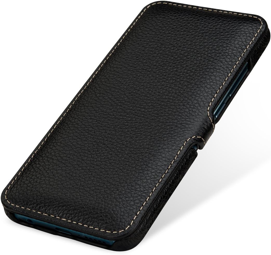 StilGut Book Type Leather Case Compatible with Huawei Honor 10. Side Flip Case Genuine Leather Black with Clip - Image 4