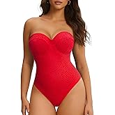 Nebility Strapless Shapewear Bodysuit for Women - Thong Body Suits Tummy Control Body Shaper Underwire Lace Corset Tube Top