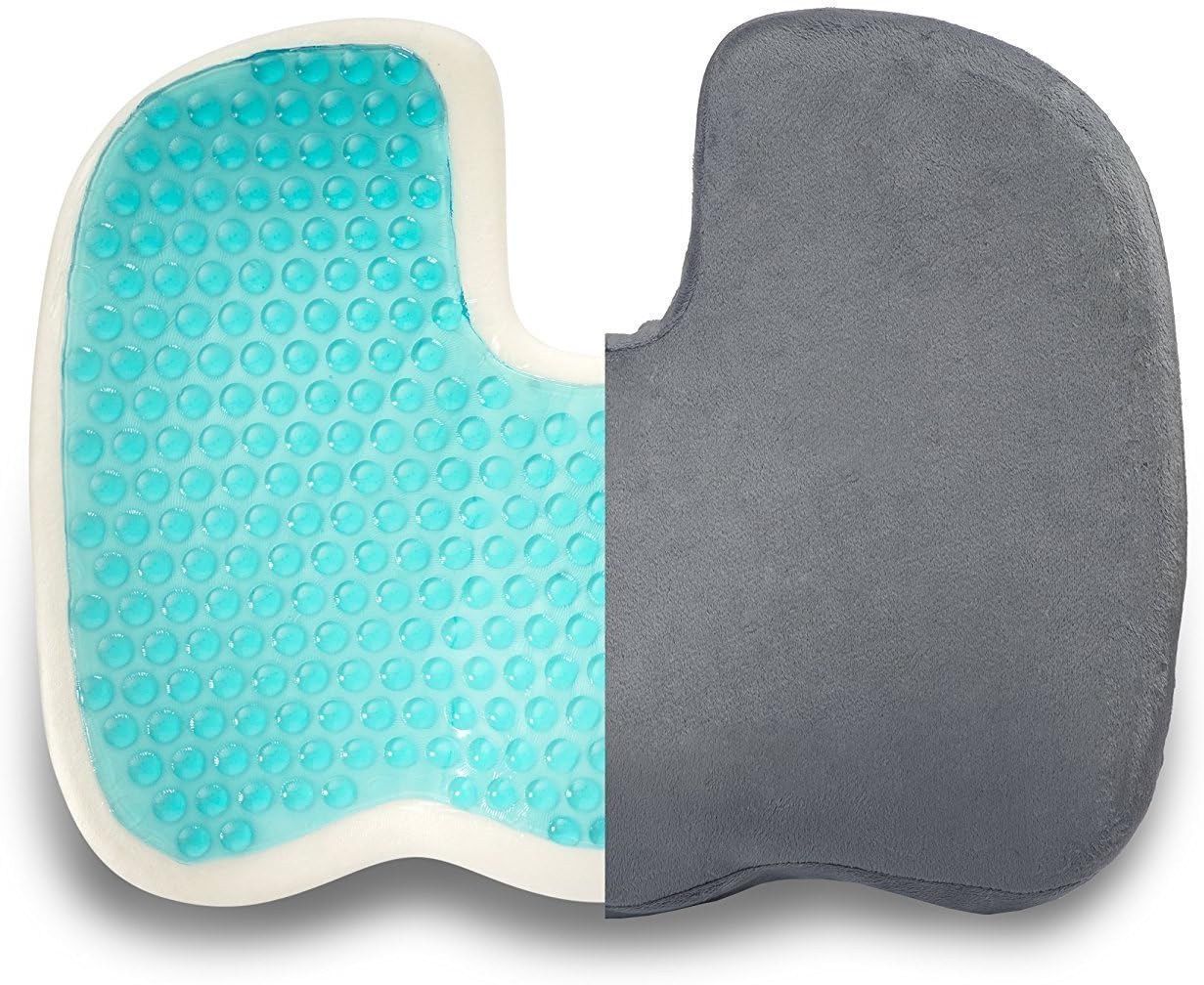 Dr. Flink Tailbone Seat Cushion - Pain Relief Chair Pillow, Cool Gel-Enhanced 100% Memory Foam, Orthopedic & Quality Comfort | Support & Relives Back & Sciatica, for Car, Truck, Home, and Office: Home & Kitchen