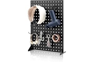 Glolaurge Pegboard Display Stand for Craft Shows, Pegboard Jewelry Display for Vendors, Tabletop Pegboard Display, 17" x 13", Black （Hooks Not Included）