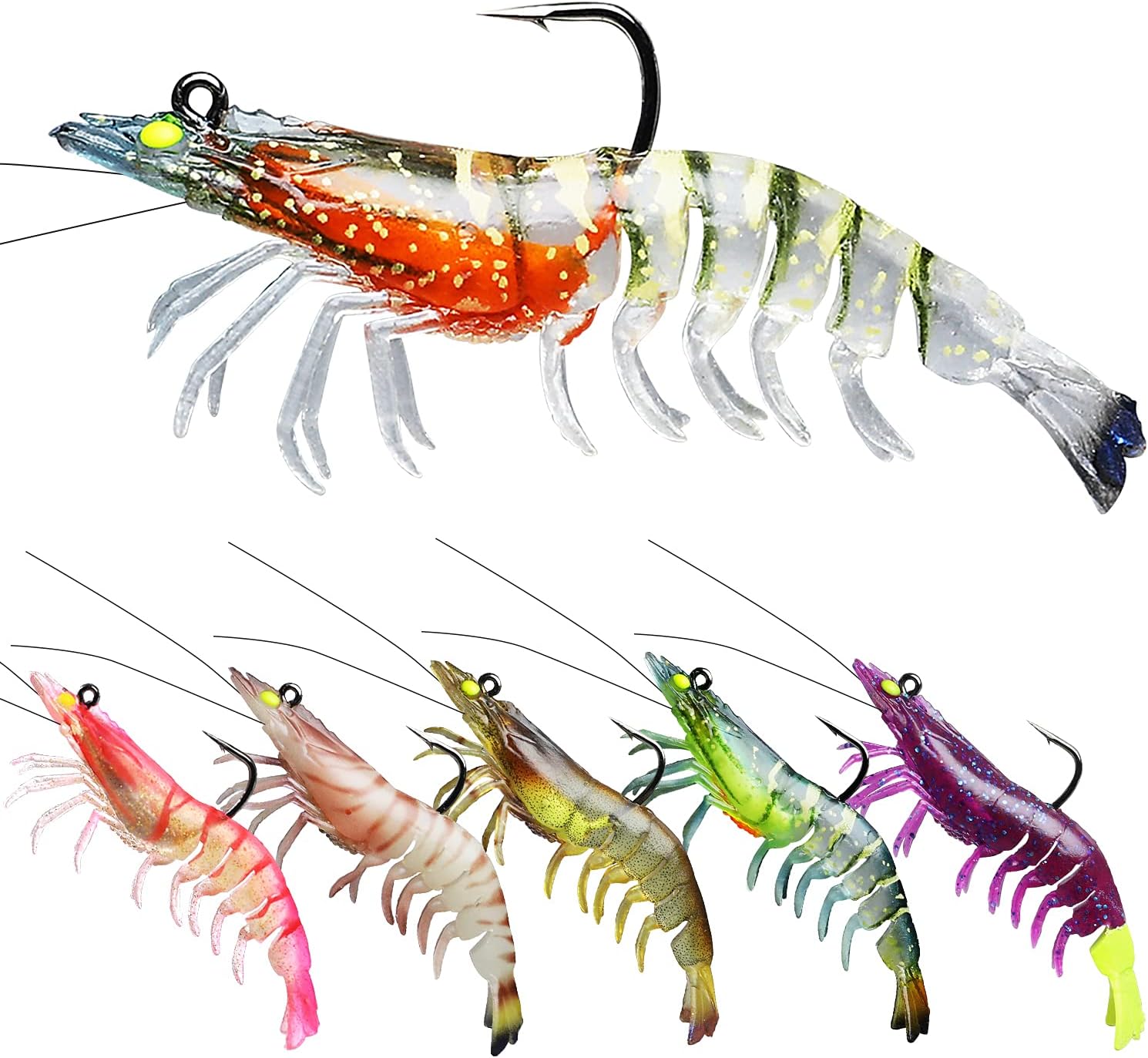 TRUSCEND Fishing Lures for Bass Trout 6PCS Jighead Shrimp Lures Paddle Tail Swimbaits Soft Fishing Baits Freshwater Saltwater Jigging Bass Fishing Lures : Sports & Outdoors