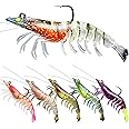 TRUSCEND Pre-Rigged Fishing Lures, Shrimp Lure with VMC Hook, Weedless Soft Swimbaits for Bass Trout Pike, Fishing Baits with