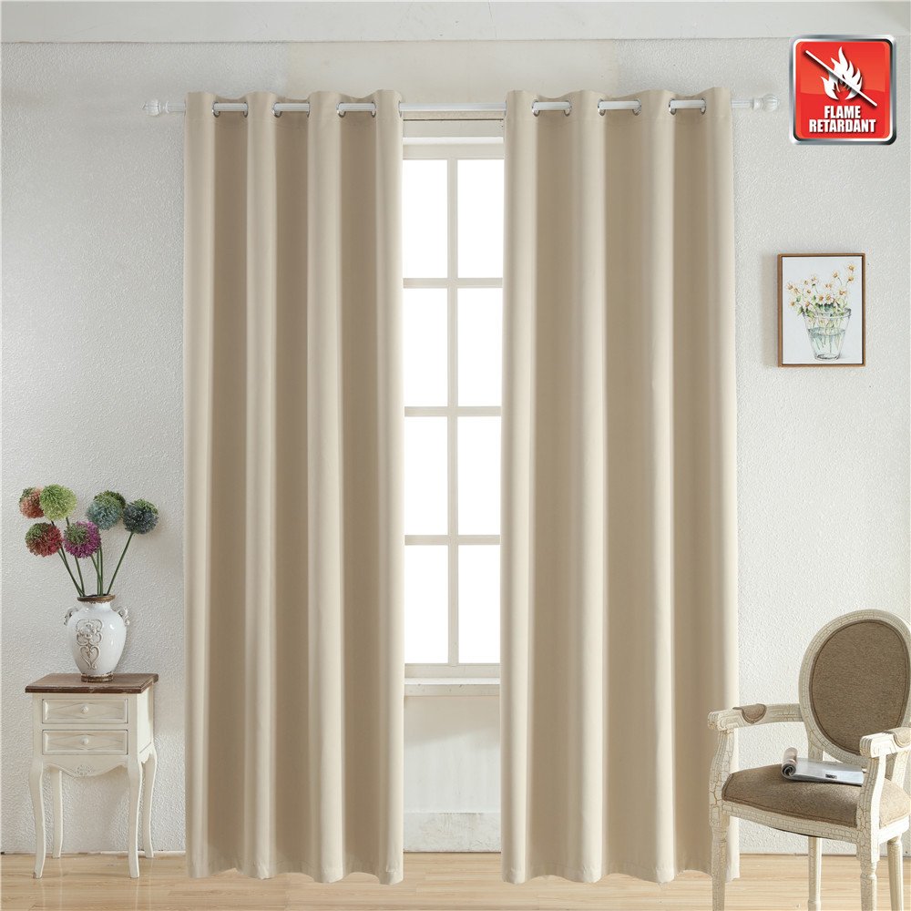 BEGOODTEX Flame Fire Retardant Room Darkening Curtain with Grommet, Light Beige, 747880581006 eBay