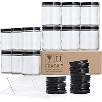 12 Pack, 8 OZ Glass Jars with Lids, Clear Round Candle Jars with 12 Metal Lids & 12 Plastic Lids - Empty Food Storage…