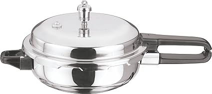 Vinod Cookware Induction Friendly Stainless Steel Sandwich Bottom Pressure Pan with Lid, 4 Litres