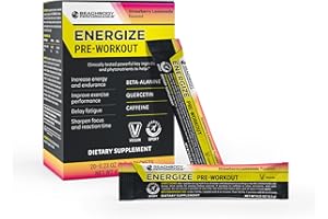 BODi Energize Pre Workout Powder - Beta-Alanine, Quercetin & Low-Dose Caffeine Formula for Enhanced Energy & Focus, Increase Energy & Endurance Supplement, Strawberry Lemonade Flavored, 20 Sticks