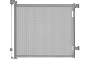 ZUPETTA Retractable Baby Gate for Stairs & Doorways, 55" Wide x 33.6" Tall Easy Installation Mesh Dog Gate for Indoor & Outdoor Use,Pet and Dog Safety Gate for Hallways(Grey)