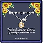 MONOZO Initial Sunflower Necklace for Women Trendy, 14k Gold Plated Sunflower Necklace Pendant CZ Heart Letter Initial Necklace You are My Sunshine Gifts Sunflower Jewelry for Women