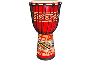 SIPSOCE Djembe Drum 8'' Hand Drum Musical Instrument African Drumk, Bongo (Red)