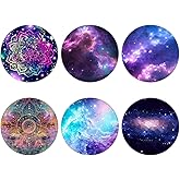 MCRUIS 6 Pack Cellphone Phone Grip and Smartphones Stand, Collapsible Cell Phone Expanding Holder for Phone - Blue Purple Galaxy Nebula Flower, ZJ005