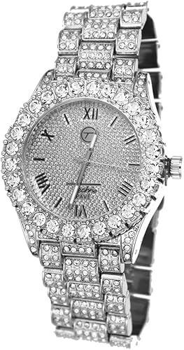 mens silver bling watches