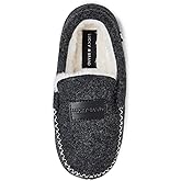 Lucky Brand Boys Faux Wool Patch and Stitch Slippers Warm Plush Lined Indoor Outdoor Slip On House Shoes Comfort Clogs