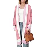 Long Sweaters for Women - Lightweight Hooded Cardigan with Batwing Sleeves, Oversized Knit Coatigan for Fall and Winter 2025 Pink