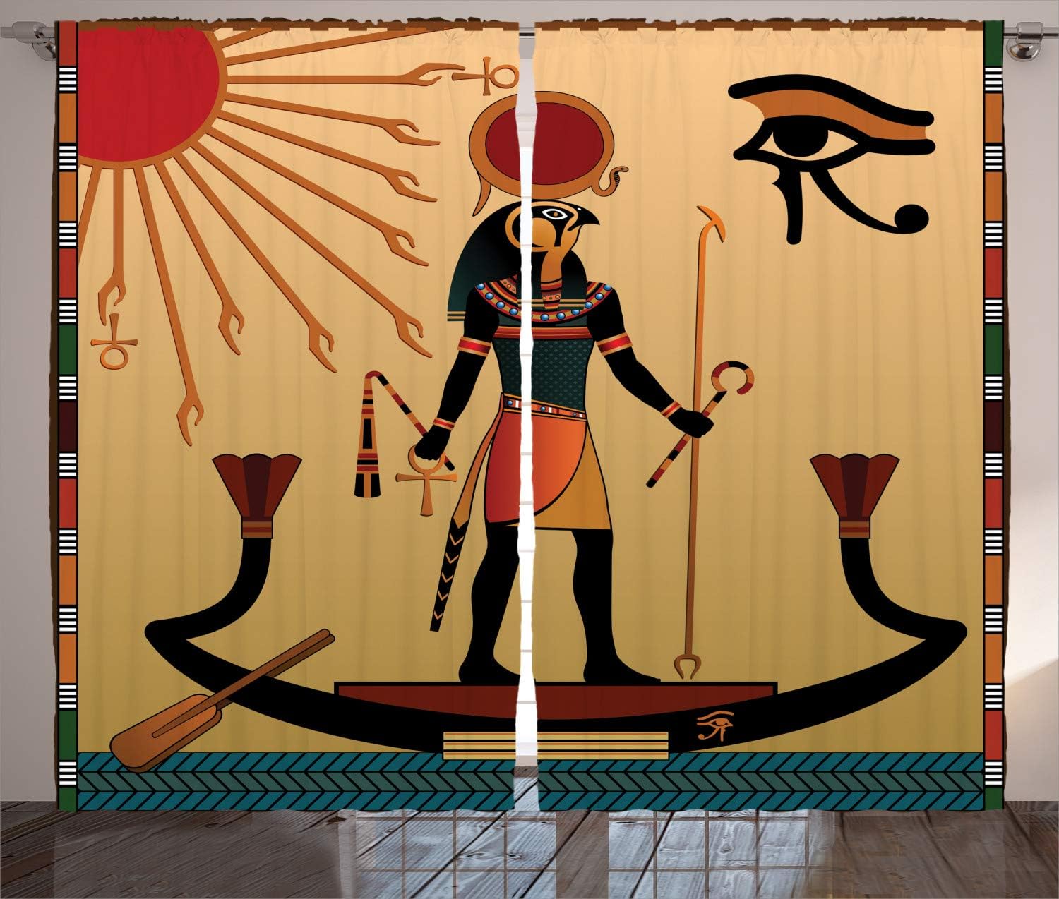 Amazon Com Ambesonne Egyptian Decor Curtains 2 Panel Set Ancient