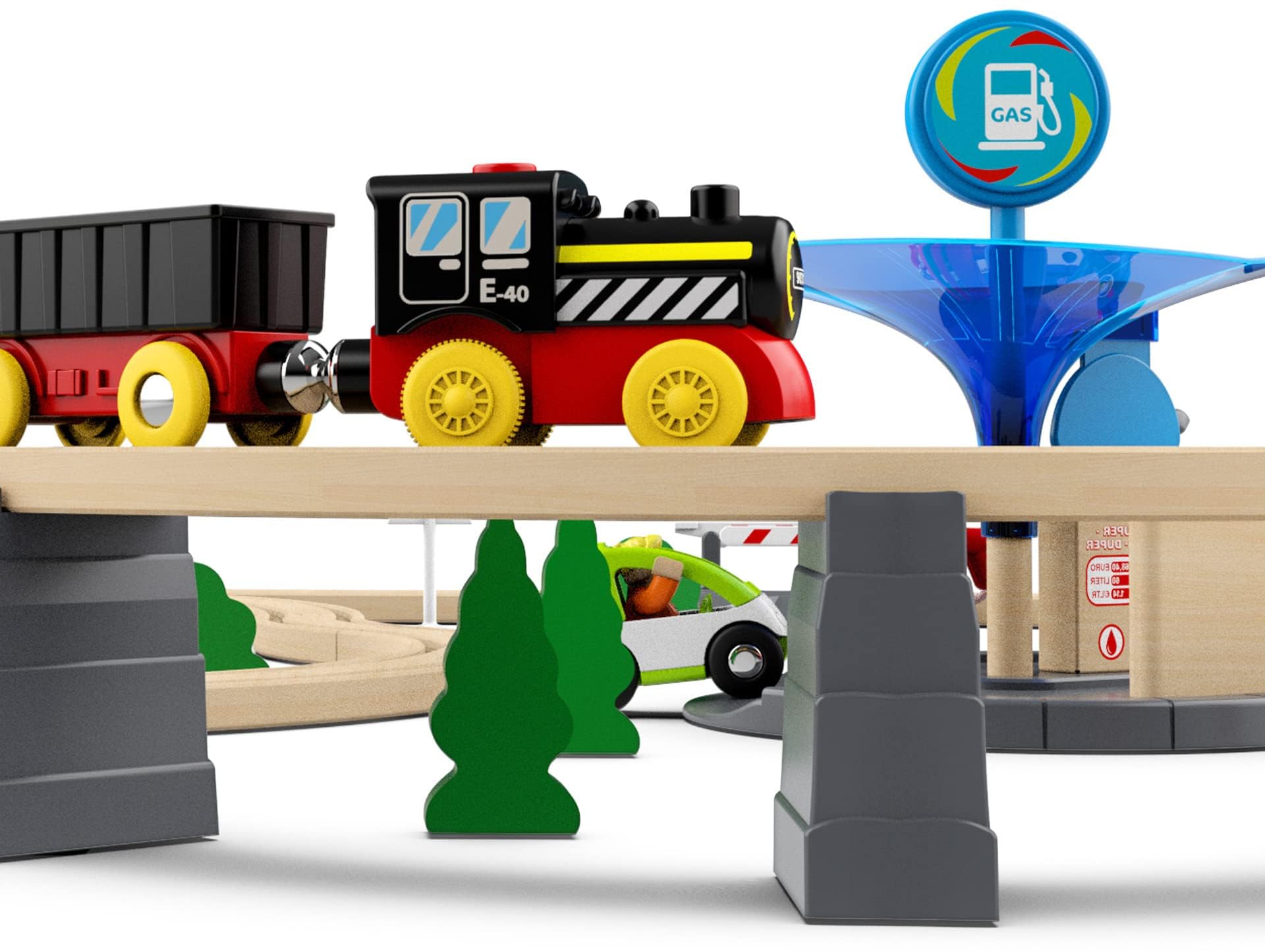 Battery Operated Locomotive Train, Magnetic Trains Toy for Wooden Tracks, Motorized Train Compatible with Thomas, Brio, Chuggington, Melissa & Doug