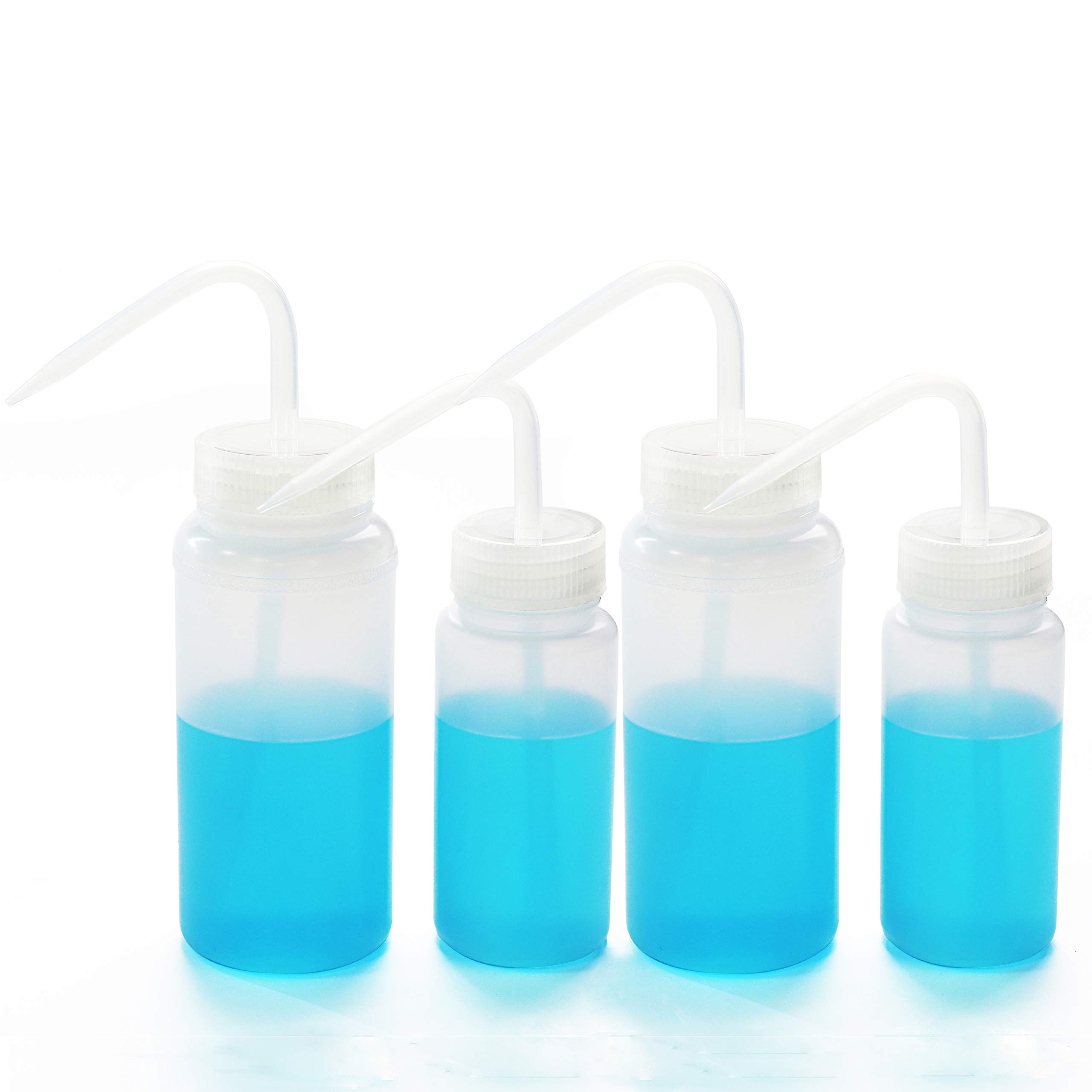 ULAB Scientific Economy Safety Wash Bottle Set, Wide-Mouth 250ml&500ml 2pcs for Each Size, LDPE Bottle with PP Draw Tube, UWB1004