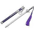 FFYGYZ Chinese Ancient Sword Key Chains Chinese JIAN Weapon Metal Model Keychain Key Chain Ring Sword Shaped Parcel Letter Opener Gift Action Figure Arts Free Sword Stand(Silver)