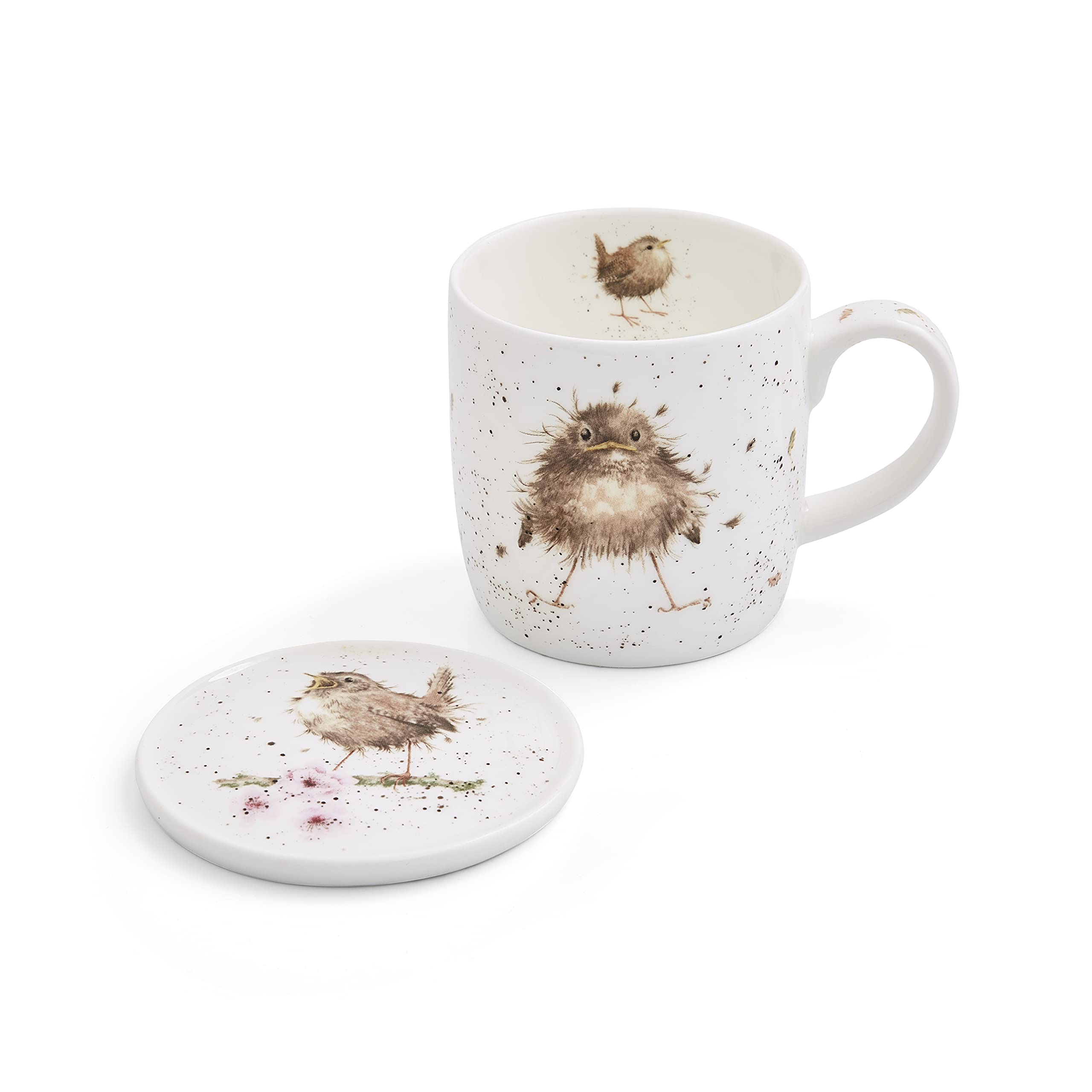 Royal Worcester Portmeirion Home & Gifts WNMB3943-XG Wrendale Mug and Coasters Flying the Nest Birds, Multi-Colour, 9.5 x 12 x 8 cm