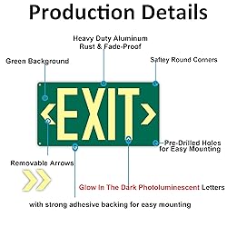 3Pack Photoluminescent Exit Sign Green - 14.25"x