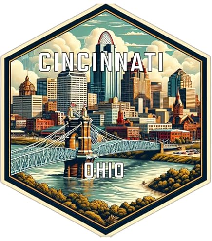 Magnete Da Frigorifero Souvenir Di Cincinnati Ohio - Decorazione Da Viaggio In Resina 7x6 Cm