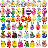 Cherislpy 24 Pcs Prefilled Easter Eggs with 3D Print Easter Ducks Toys Inside for Kids Girls Boys Easter Basket Stuffers Party Favors Gifts Easter Egg Fillers Hunt