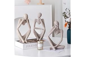 Winshall Home Decor Accents, Resin Thinker Statue Decor 3 PCS, Abstract Bookshelf Decor, Decorative Sculpture for Office,Book