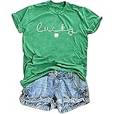Womens St Patrick's Day Shirts Lucky Shamrock Graphic Tee Shirt Lucky St Patricks Day T Shirt Green Irish Tops