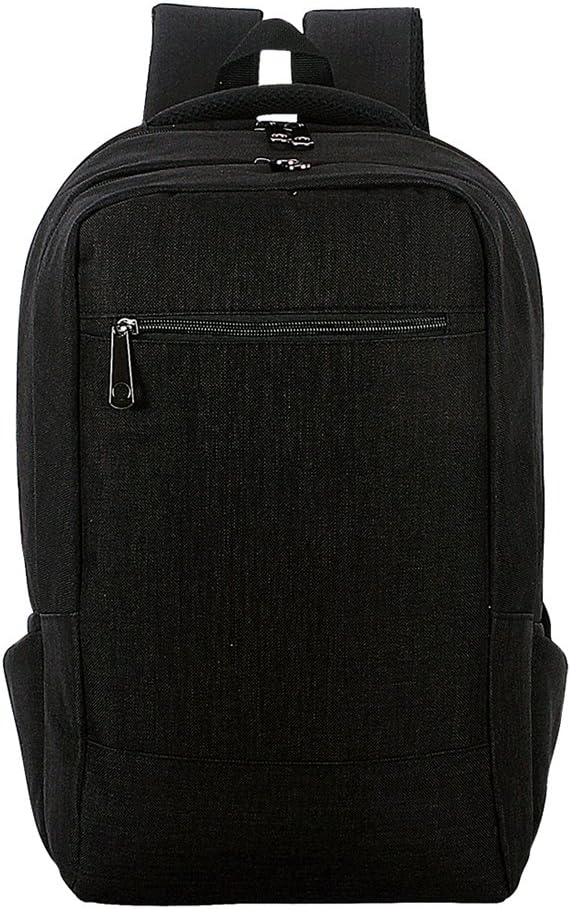 ZENBEFE Linen Fabric Lightweight Travel College Backpack Fits up to 14 Inch Laptop Tablet Black