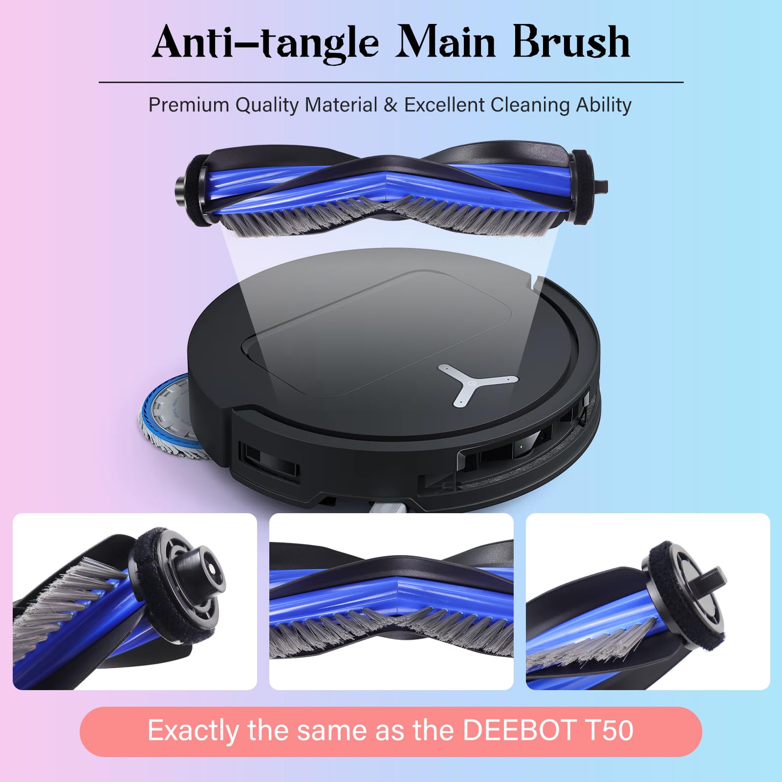 VIEWALL T50 Zubehör für Ecovacs Deebot T50 Pro Omni/T50 Omni/T50 Pro Omni Gen2/T50 Omni Gen2 Staubsauger,1 Hauptbürste, 4 Wischtücher,4 Seitenbürsten,4 HEPA-Filter,6 Staubbeutel,1 Reinigungswerkzeug 3