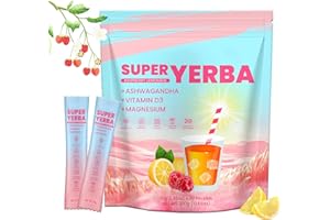 Super Yerba Mate Tea Powder,3-in-1 Super Drink Mix, Raspberry Lemonade Flavor - 30 Servings (1)
