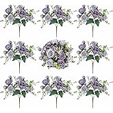 MANCHUANG 8 Bundles Peonies Artificial Flowers Silk Peonies Faux Flowers Fake Peonies Artificial Flowers Peonies Bouquet for Table Centerpieces Decoration Wedding Decor Home Party Decor (Purple)