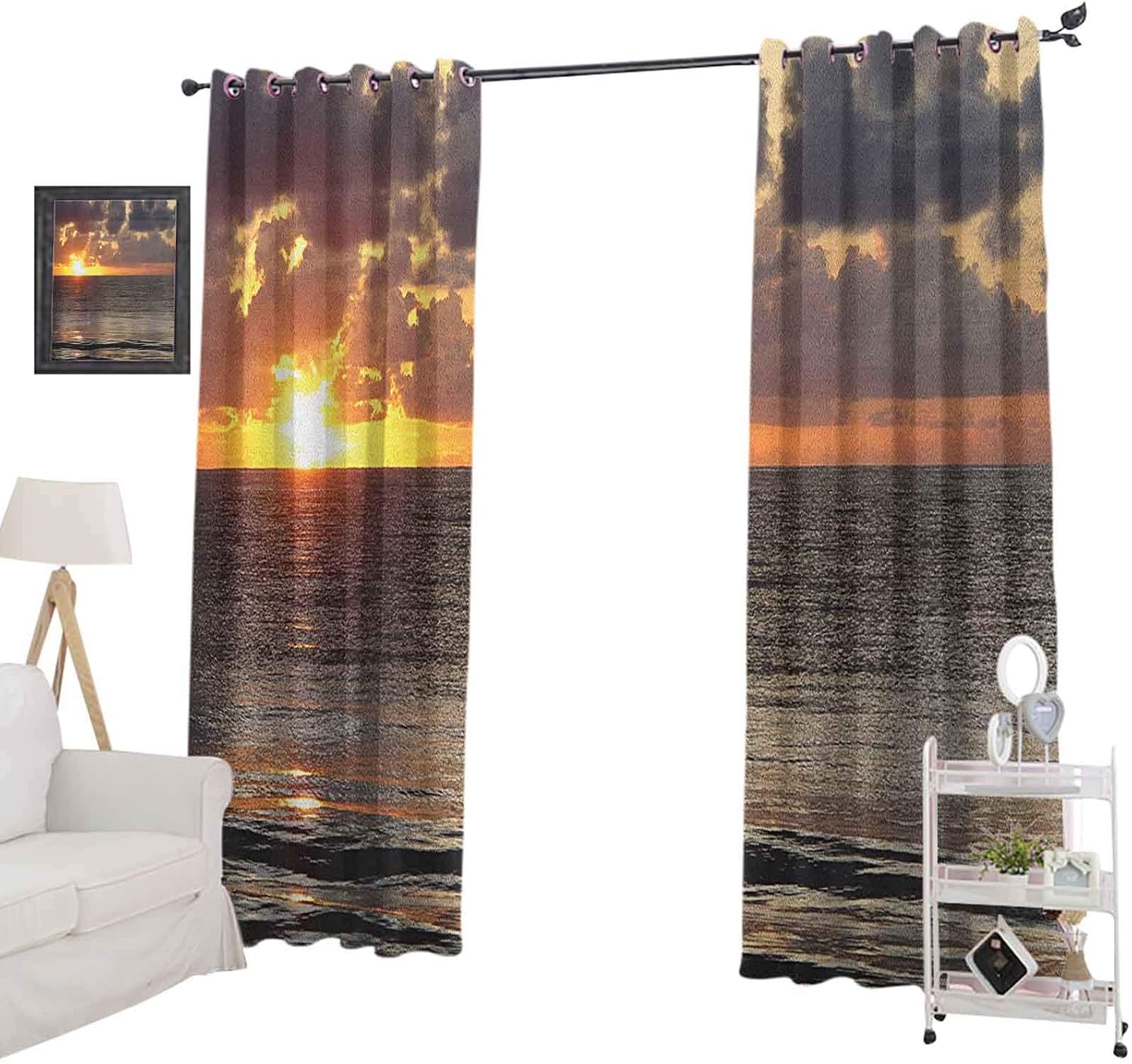 YUAZHOQI Beach Blackout Curtains for BedroomDramatic Sunrise in Cancun