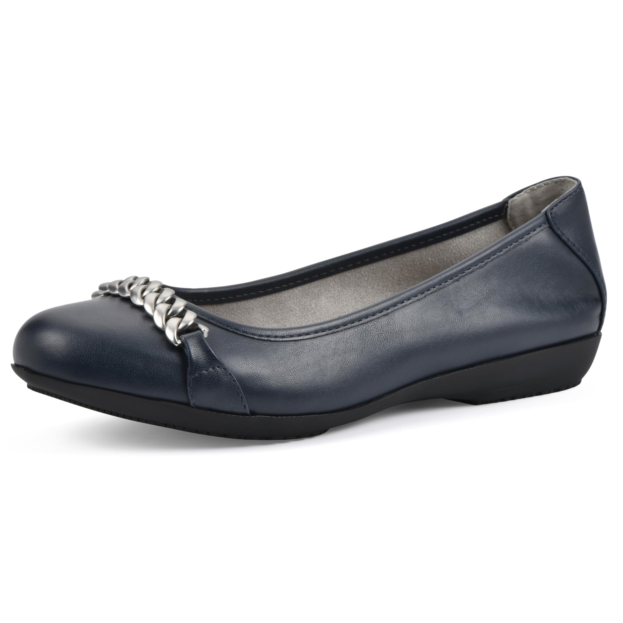 CLIFFS BY WHITE MOUNTAIN Women’s Charmed Flat, Navy/Smooth, 7 W