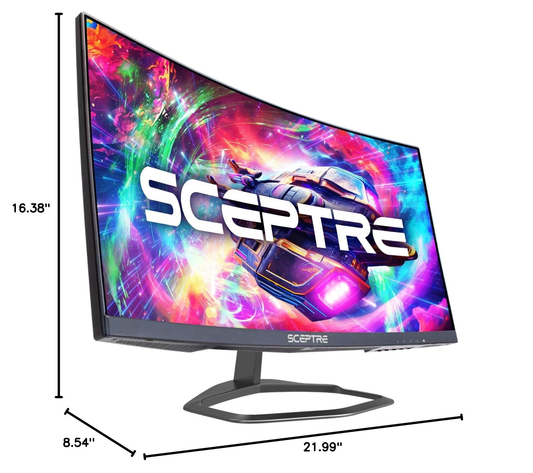 Sceptre Curved 24.5-inch Gaming Monitor up to 240Hz 1080p R1500 1ms DisplayPort x2 HDMI x2 Blue Light Shift Build-in Speakers, Machine Black 2023 (C255B-FWT240)