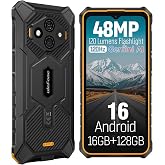 Ulefone RugKing 3 Pro Rugged Phone Unlocked, Octa-core 16GB+128GB/2TB, Android 16, 6.56" 120Hz, 48MP+2MP+8MP, 5600mAh, IP69K &amp; IP68 Proof, Water-Lock, Dock Charging, Al Assistant(Gemini), Orange