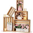 Soaoo 5 Pcs Decorative Nesting Wooden Crates for Storage Display 5 Size Large Small Rustic Wood Decorative Storage Crates with Handle Farmhouse Crate Box Container Made from Pine(Classic Color)