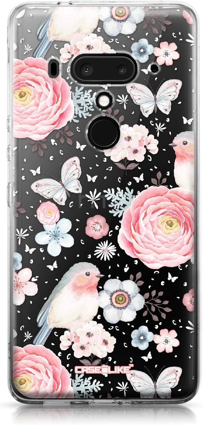 CASEiLike HTC U12 Plus case, Bohemian Floral Bouquets and Bird 2266 Pattern TPU Case Bumper Snap-on Back Cover for HTC U12 Plus