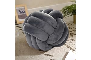 KUCCO-PILLOW Knot Pillow Ball-Shaped Decorative Throw Pillows,Grey 20cm Cute Couch Cushion Knotted Plush Pillow Suitable for Living Room Bed Decoration Handmade Braided Throw Pillows