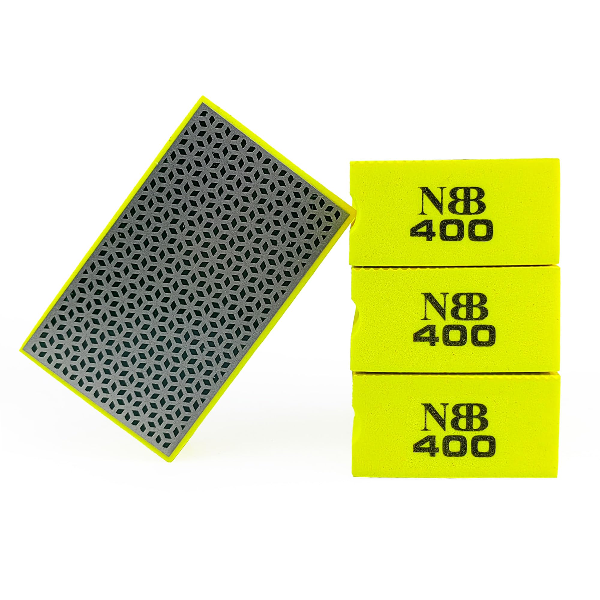 NBB Diamond Hand Pad for Sanding/Polishing Diamond Sanding/Polishing Block with Flexible Sponge Backing for Grinding Stone Granite Ceramic Tile Glass Wood Metal (4, 400#)
